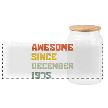 1975 Décembre Cadeau d’anniversaire Vintage Rétro - Boîte à biscuits avec couvercle en bois - blanc - Devant