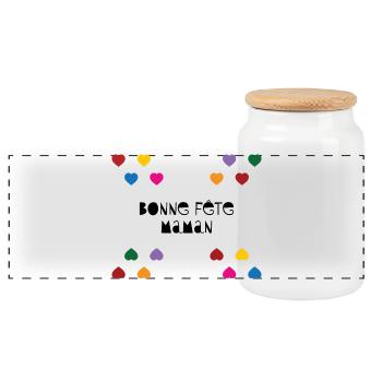Happy Mother's Day - Mother's Day - Panoramic Cookie Jar with Wooden Lid - white - Front