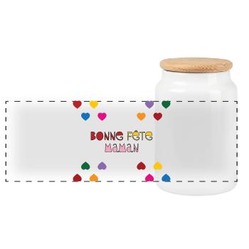 Happy Mother's Day - Mother's Day - Panoramic Cookie Jar with Wooden Lid - white - Front