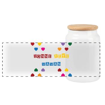 Happy Mother's Day - Mother's Day - Panoramic Cookie Jar with Wooden Lid - white - Front