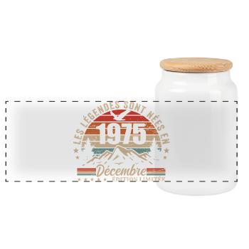Rétro Décembre 1975 - Cadeau 50 Ans - Boîte à biscuits avec couvercle en bois - blanc - Devant