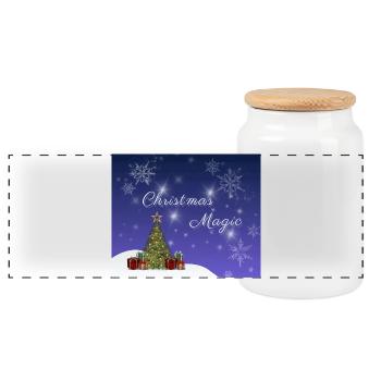 Christmas Magic – Magical Christmas Time - Panoramic Cookie Jar with Wooden Lid - white - Front