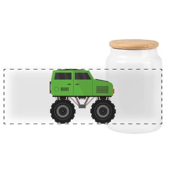 Monstertruck - Panorama Keksdose mit Holzdeckel - Weiß - Vorne
