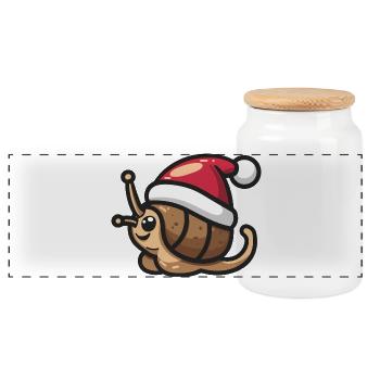 Schnecke Weihnachten - Panorama Keksdose mit Holzdeckel - Weiß - Vorne