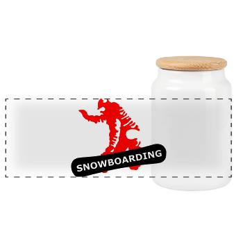 Snowboarding - Panoramic Cookie Jar with Wooden Lid - white - Front