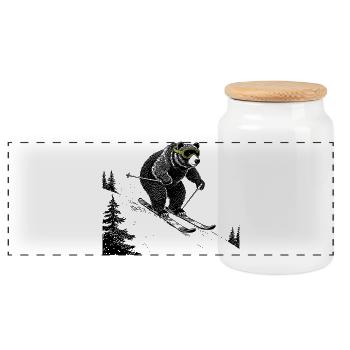 Slopes Bär - Panoramic Cookie Jar with Wooden Lid - white - Front