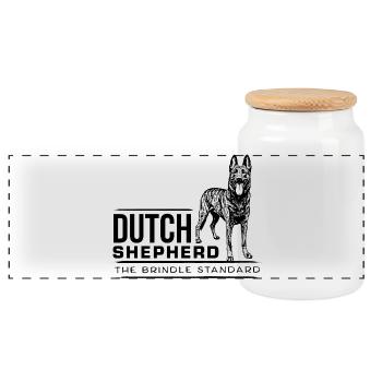 Dutch Shepherd – Dutchie - Panorama Keksdose mit Holzdeckel - Weiß - Vorne