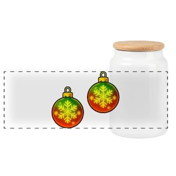 Weihnachtskugel Schneeflocke Ornament Kugel - Panorama Keksdose mit Holzdeckel - Weiß - Vorne