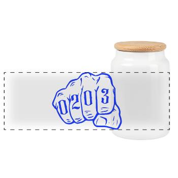Duisburg Design mit Vorwahl 0203 Ruhrpott Style - Panorama Keksdose mit Holzdeckel - Weiß - Vorne