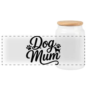 Dog Mum Paw Print Pet Lover Mothers Day Gift - Panoramic Cookie Jar with Wooden Lid - white - Front