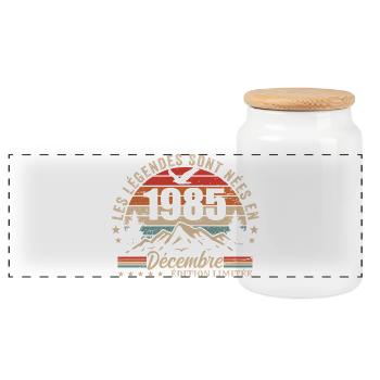 Rétro Décembre 1985 - Cadeau 40 Ans - Boîte à biscuits avec couvercle en bois - blanc - Devant