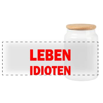 In the next life I'll do something without idiots - Panoramic Cookie Jar with Wooden Lid - white - Front