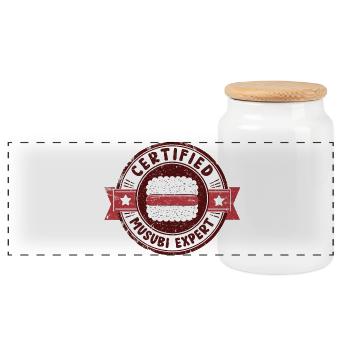 Certified Musubi Expert - Panorama Keksdose mit Holzdeckel - Weiß - Vorne