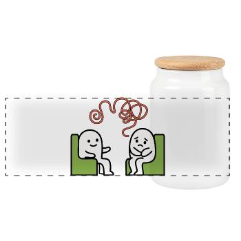 Psychotherapy – Psyche Illustration - Panoramic Cookie Jar with Wooden Lid - white - Front