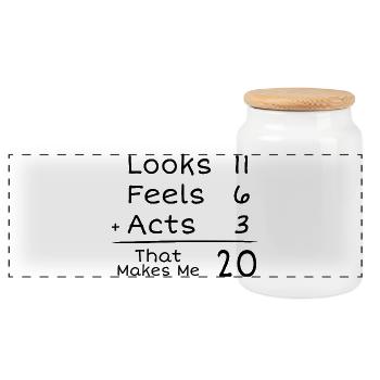 20 Years Humorous Birthday | 20th Anniversair - Panoramic Cookie Jar with Wooden Lid - white - Front
