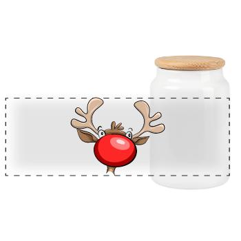 the big red nose - Panoramic Cookie Jar with Wooden Lid - white - Front