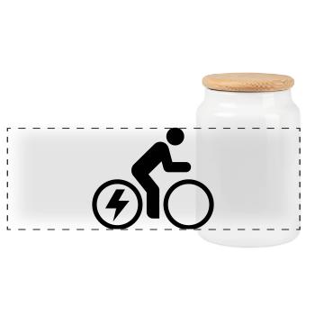 Vélo électrique, vélo électrique, tour à vélo - Boîte à biscuits avec couvercle en bois - blanc - Devant
