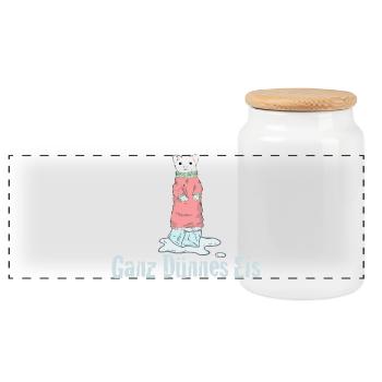 Ganz Dünnes Eis Deutscher Humor - Panoramic Cookie Jar with Wooden Lid - white - Front