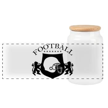 Football Logo Crest - Panoramic Cookie Jar with Wooden Lid - white - Front