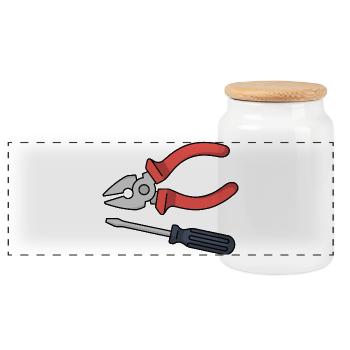Pinces et Tournevis stylisés - Boîte à biscuits avec couvercle en bois - blanc - Devant
