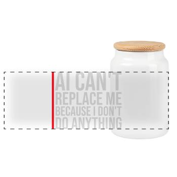 L’IA ne peut pas me remplacer Je ne fais rien Blague humoristique - Boîte à biscuits avec couvercle en bois - blanc - Devant