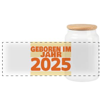 im 2025 - Panorama Keksdose mit Holzdeckel - Weiß - Vorne