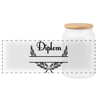 Diplom – Espace de noms - Boîte à biscuits avec couvercle en bois - blanc - Devant