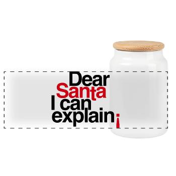 Dear Santa I can explain! - Panoramic Cookie Jar with Wooden Lid - white - Front