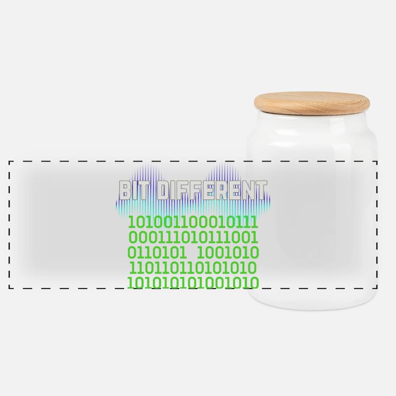 Etwas Anders – Nerdy Binary Error Design - Panorama Keksdose mit Holzdeckel - Weiß
