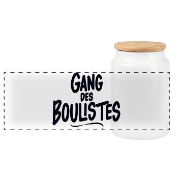 pétanque, pétanque fan, bowler - Panoramic Cookie Jar with Wooden Lid - white - Front
