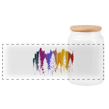 Bäume Wald Natur Holz Shinrinyoku Outdoor Geschenk - Panorama Keksdose mit Holzdeckel - Weiß - Vorne