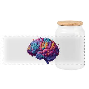 Un cerveau coloré de neurodiversité dans Colored Kun - Boîte à biscuits avec couvercle en bois - blanc - Devant