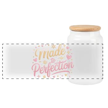 Made To Perfection Matured To Perfection Perfect - Panoramic Cookie Jar with Wooden Lid - white - Front