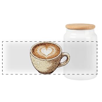 Cappuccino brodé – amateur de café (imprimé) - Boîte à biscuits avec couvercle en bois - blanc - Devant