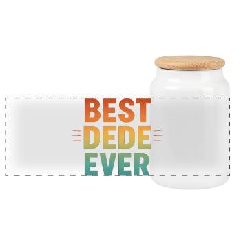 BEST DEDE EVER - Turkish Grandpa Retro Gift - Panoramic Cookie Jar with Wooden Lid - white - Front