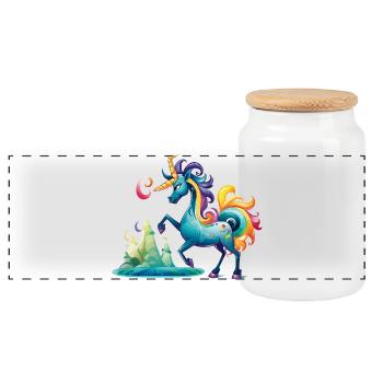 Licorne fabuleuse dans le pays arc-en-ciel - Boîte à biscuits avec couvercle en bois - blanc - Devant