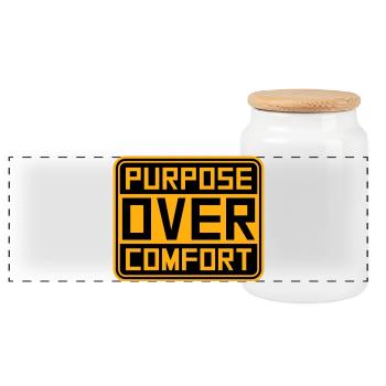 Purpose Over Comfort Motivation Mindset Wachstum - Panorama Keksdose mit Holzdeckel - Weiß - Vorne