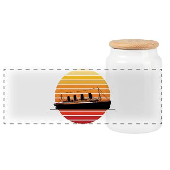 Paquebot vintage au Sunset Titanic - Boîte à biscuits avec couvercle en bois - blanc - Devant
