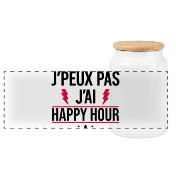 Ich kann nicht, ich habe Happy Hour Humor Aperitif - Panorama Keksdose mit Holzdeckel - Weiß - Vorne
