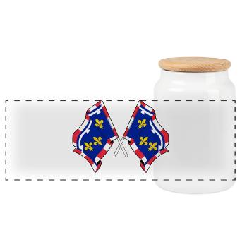 Centre-Val de Loire Crossed Flags - Panoramic Cookie Jar with Wooden Lid - white - Front