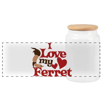 J’aime mon furet - Boîte à biscuits avec couvercle en bois - blanc - Devant