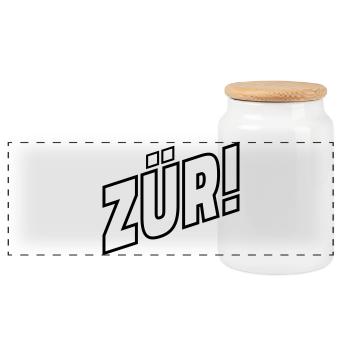 ZÜRI - Panorama Keksdose mit Holzdeckel - Weiß - Vorne