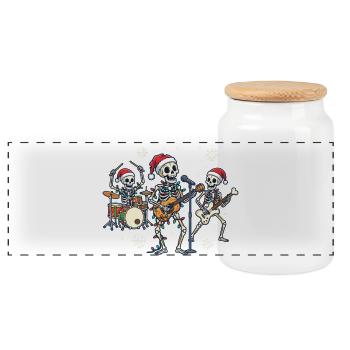 Ruban squelette de Noël Squelettes de Noël drôles - Boîte à biscuits avec couvercle en bois - blanc - Devant