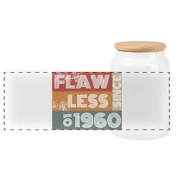 66. Birthday Flawless since 01/1960 - Panoramic Cookie Jar with Wooden Lid - white - Front