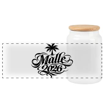 Malle 2026 Mallorca Tattoo - Boîte à biscuits avec couvercle en bois - blanc - Devant