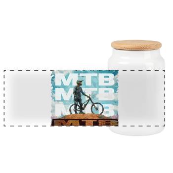 MTB - Panorama Keksdose mit Holzdeckel - Weiß - Vorne