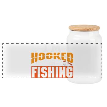 Fischer Sportfischer Angeln Angler Spruch - Panorama Keksdose mit Holzdeckel - Weiß - Vorne