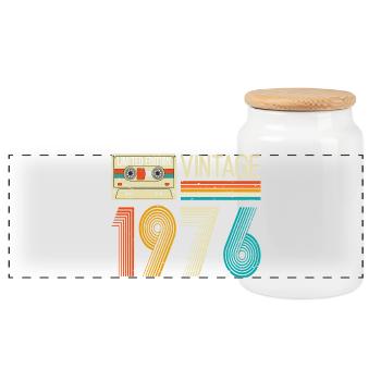Vintage 1976 Limited Edition, 50. Geburtstagsgeschenke - Panorama Keksdose mit Holzdeckel - Weiß - Vorne