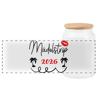 Girls' Trip 2026 Girls' Trip Girls' Tour Girls' Trip - Panoramic Cookie Jar with Wooden Lid - white - Front