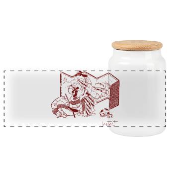 Lovers, Cat and Mouse – Instinct Design  Japan Art - Panoramic Cookie Jar with Wooden Lid - white - Front